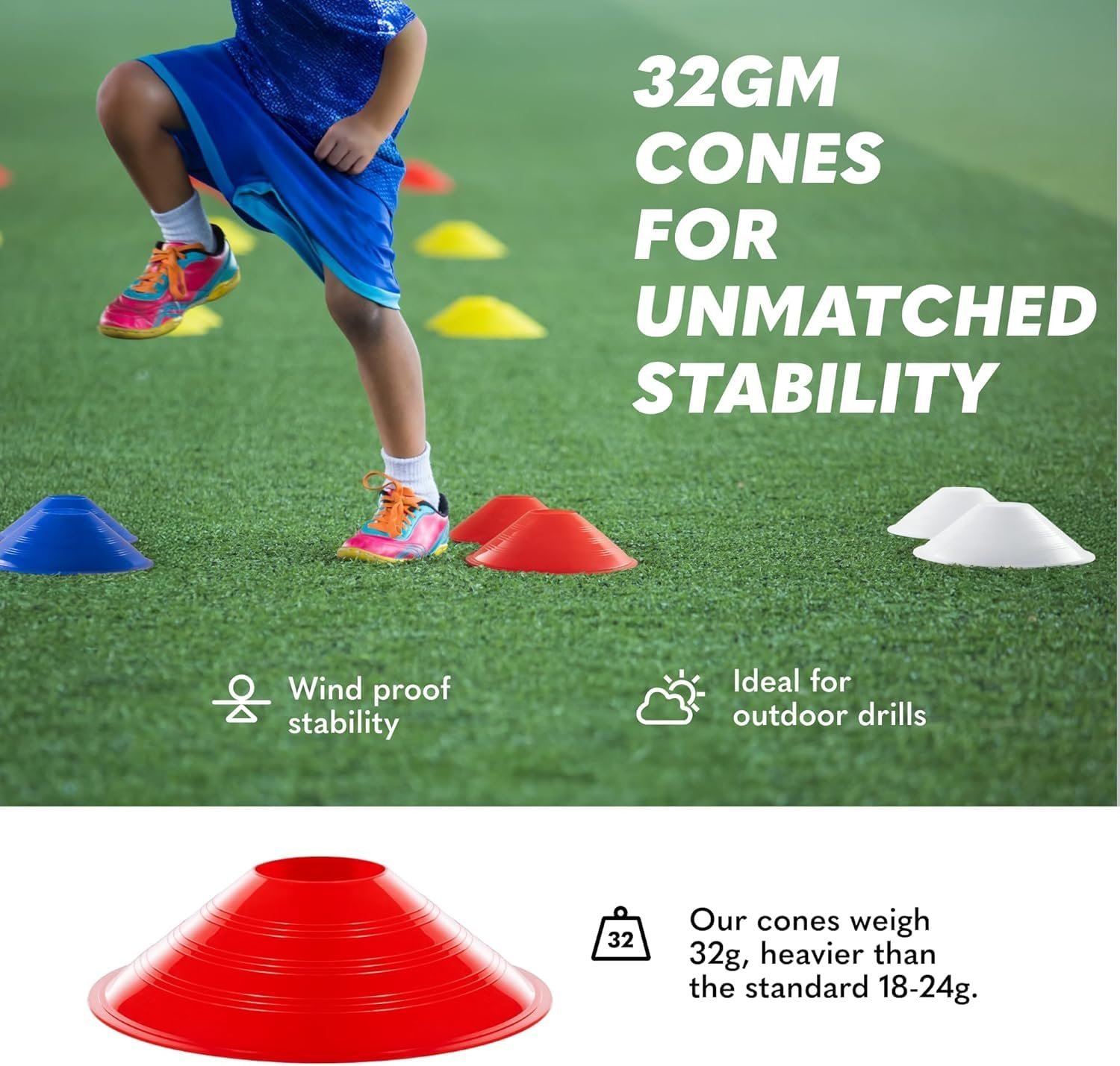 Leoportz Agility Marker Sports Training Disc Cones - Multicolour Flexible Sports Markers for Agility Training | Soccer Training, Football, Soccer, Basketball, Coaching (Cone Marker, 10)