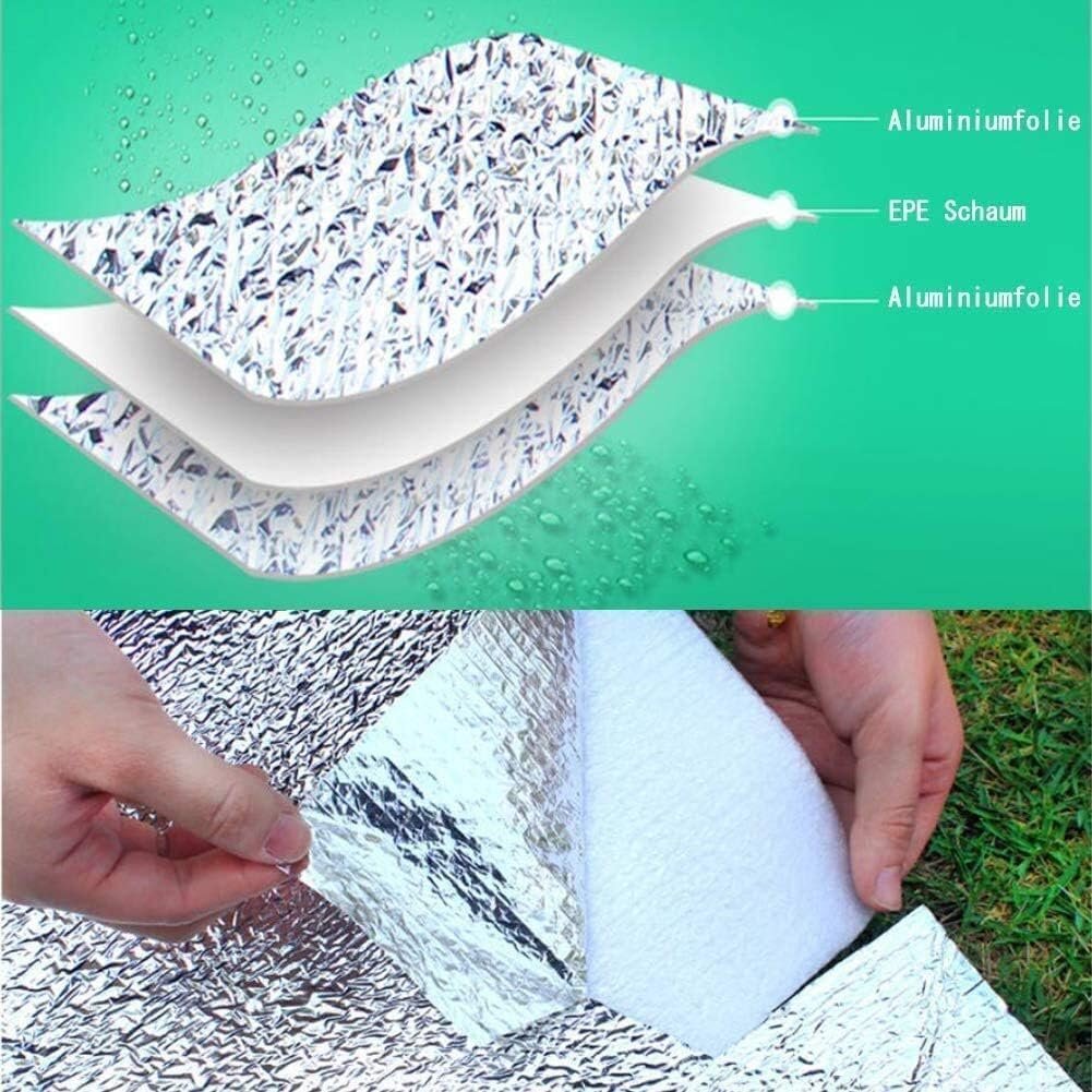 Aluminium Picnic Mat 2x2 Meter | Waterproof Foldable Camping Mat | Moisture Proof Aluminium Foil Outdoor Tent Ground Sheet for Beach, Picnic, Travel & Outdoor Activities