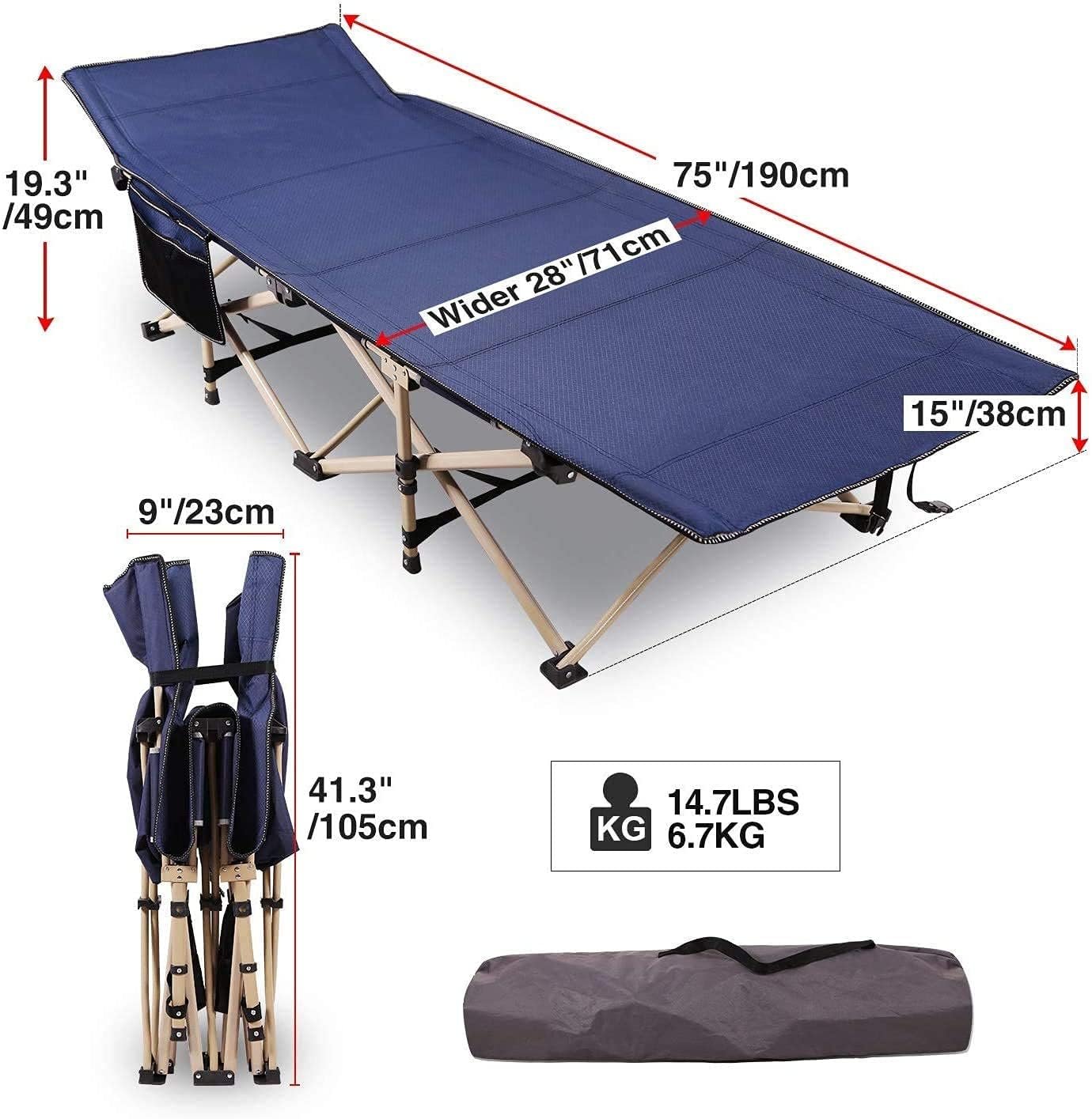 Heavy Duty Lightweight Folding Camping Bed for Adults Portable Sleeping Cot with Bag for Camp Office Use Beach Vaccation and Home Lounging, Support 200 kg- Cot Bed