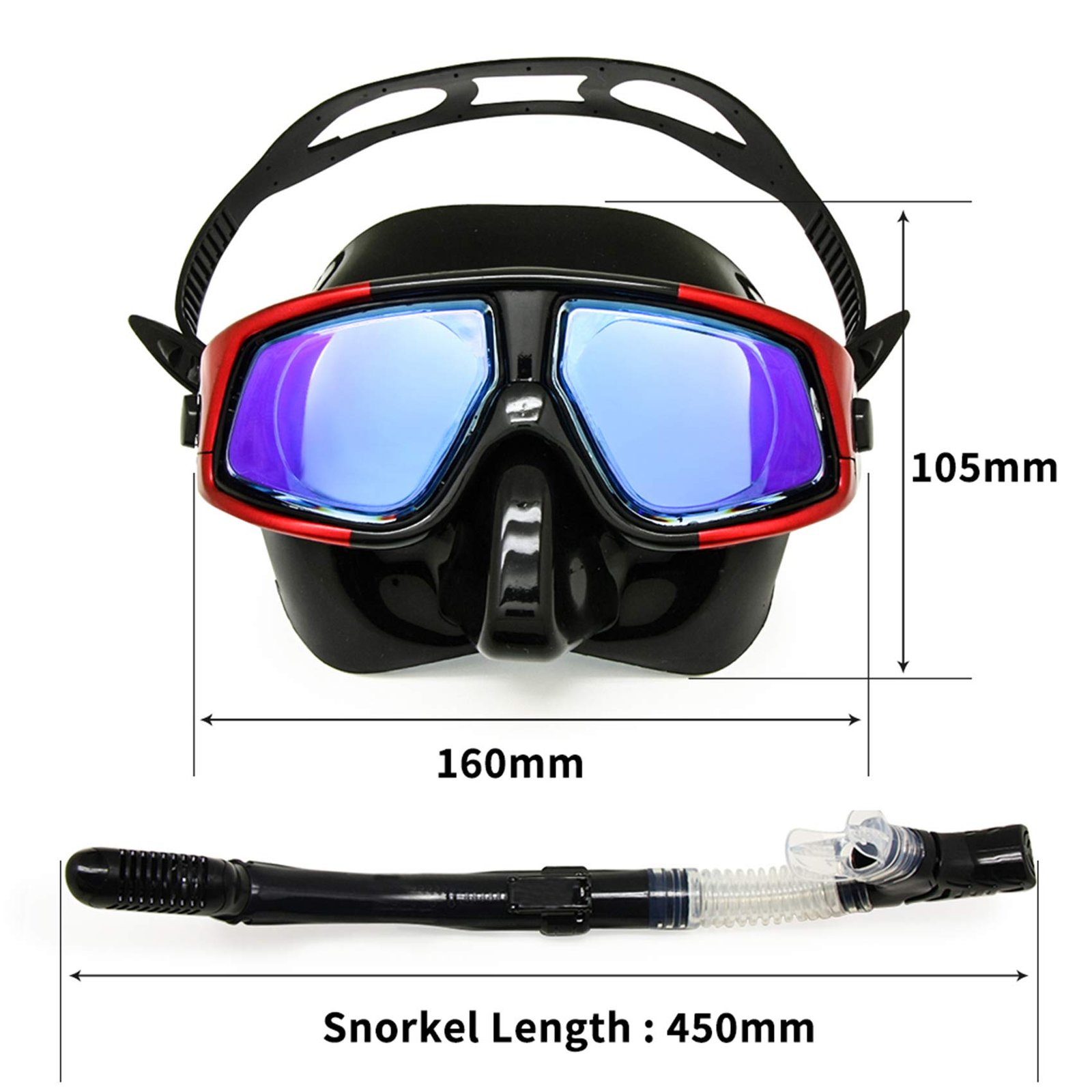 Generic Rx Optical Diving Gear Kit Hyperopia Myopia Snorkel Set Dry Top Scuba Mask Wide Vision Anti-Fog UV400