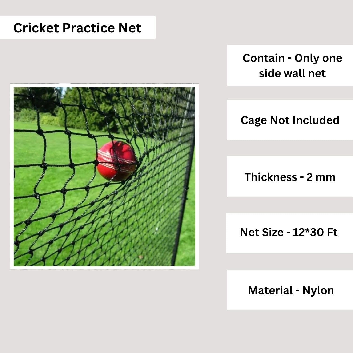 2mm 36 Ply Cricket Batting Practice Net Regular Training Netting for Outdoor Backyard Ground Sports (2mm Thickness) (12FtX30Ft, White)