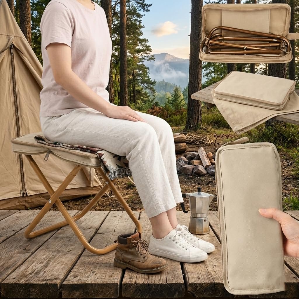 Mini Foldable Chairs | Folding Camping Chairs, Portable Camping Chair with Zipper Carry Bag | Lightweight Outdoor Chair | Compact Travel Stool for Picnic Trekking Garden & Outdoor Activity