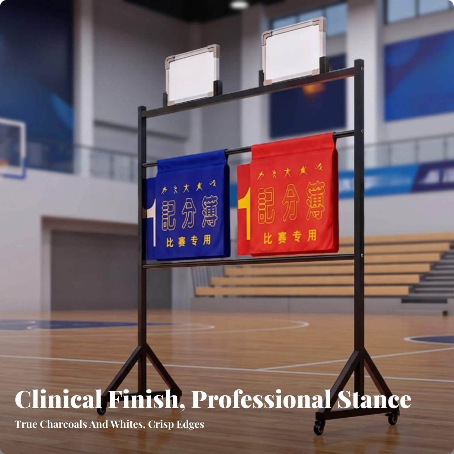 Floor-Standing Sports Scoreboard Rack Heavy-Duty Steel Flip Scoreboard Stand Manual Portable for Schools, Gyms, Courts, Tracks, Competition Black a