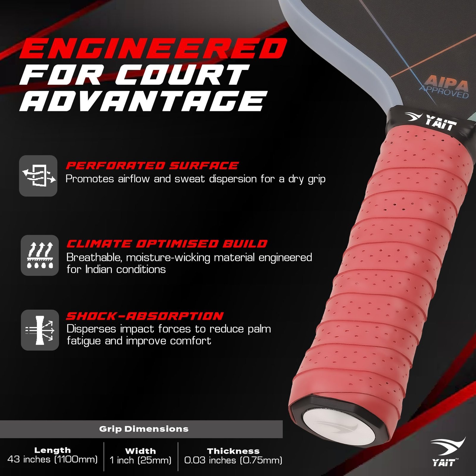 Universal Overgrips (Pack of 3) | High Tack Design | Breathable Comfort Material | Usable for Pickleball, Badminton, Tennis, Squash and Padel | Red, Blue & Grey Colours - Pack of 3