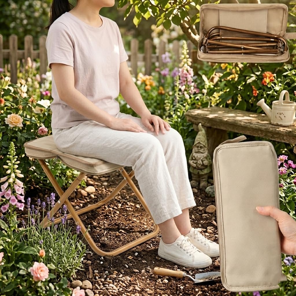 Mini Foldable Chairs | Folding Camping Chairs, Portable Camping Chair with Zipper Carry Bag | Lightweight Outdoor Chair | Compact Travel Stool for Picnic Trekking Garden & Outdoor Activity