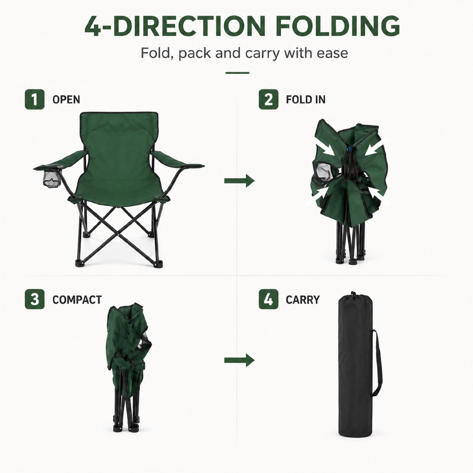 Lifelong Foldable Camping Chair with Carry Bag & Cup Holder | Heavy Duty Portable Outdoor Folding Chair, Supports Up to 100 kg | Ideal for Camping, Picnic,Garden, Fishing, Trekking, Balcony & Travel