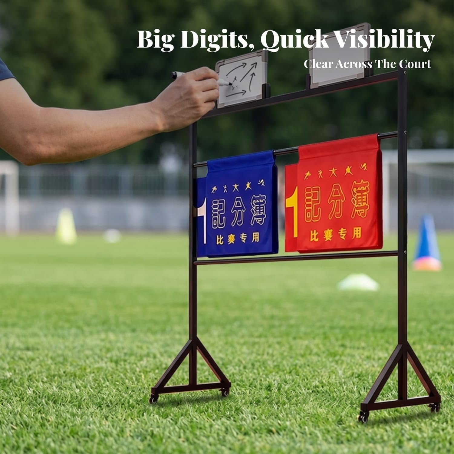 Floor-Standing Sports Scoreboard Rack Heavy-Duty Steel Flip Scoreboard Stand Manual Portable for Schools, Gyms, Courts, Tracks, Competition Black a