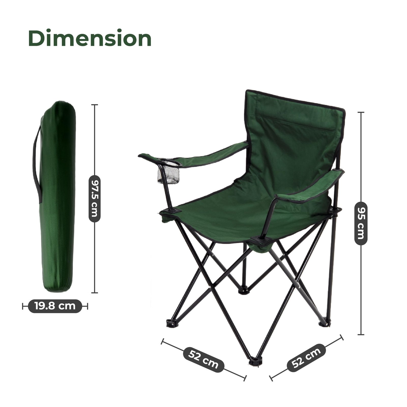 Lifelong Foldable Camping Chair with Carry Bag & Cup Holder | Heavy Duty Portable Outdoor Folding Chair, Supports Up to 100 kg | Ideal for Camping, Picnic,Garden, Fishing, Trekking, Balcony & Travel