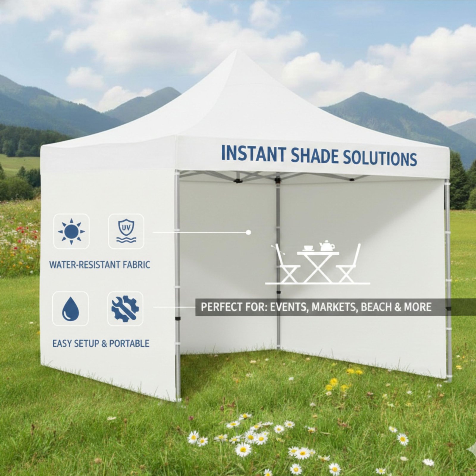 10 x 10 FT Pop Up Gazebo Canopy Tent with 3 Side Walls and Curtains, Heavy Duty Waterproof Outdoor Canopy, Height Adjustable Sun Shade for Garden, Terrace, Camping & Events, White (30 kg)