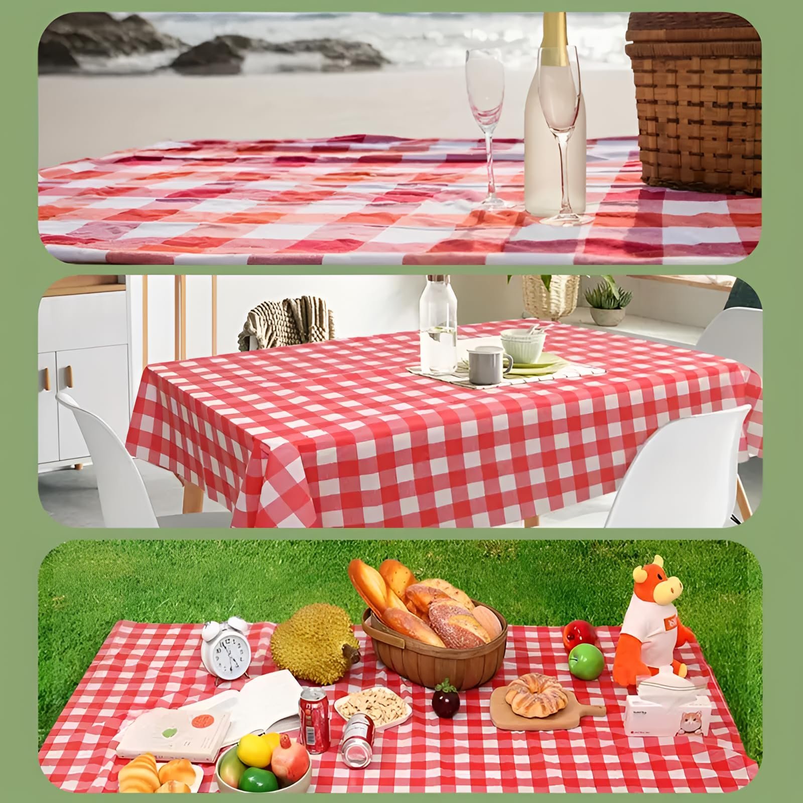 Picnic Blanket | Beach Picnic Mat for Indoor & Outdoor | Sandproof Waterproof Larger Mat for Camping, Travel, Hiking, Park, Foldable | Washable Checkered Picnic Blankets (Random Color)
