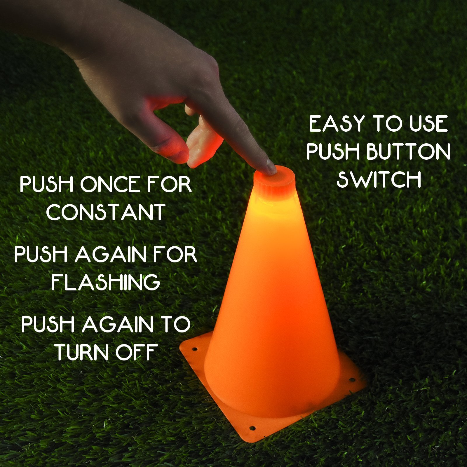 LED Light up Sports Cones (6 Pack), 9"