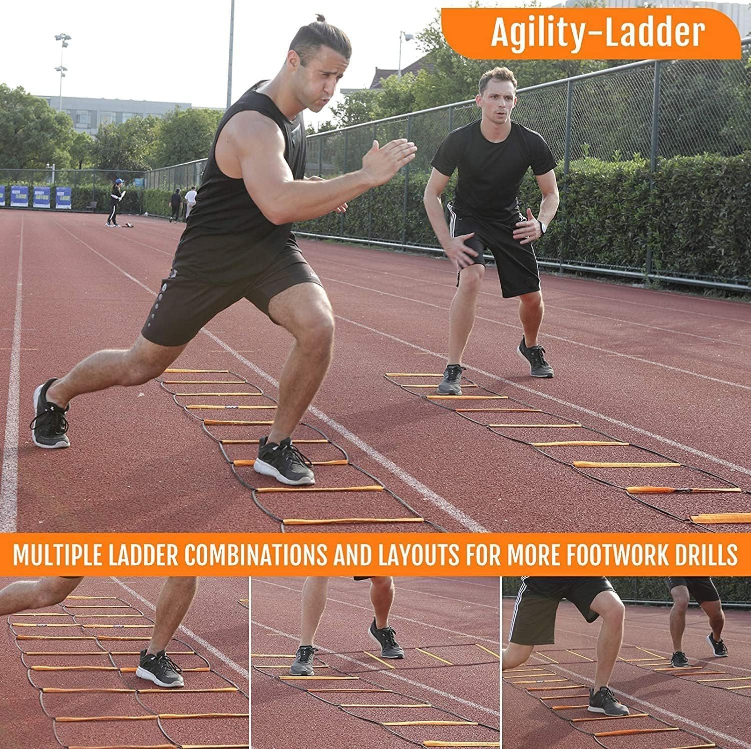 Agility Speed Ladder Agility Training Equipment, Soccer Speed Ladder, Football Footwork Ladder, Workout Ladder | Foldable Tangle Free (Agility Ladder, Orange, 11 Feet 8 Rungs)