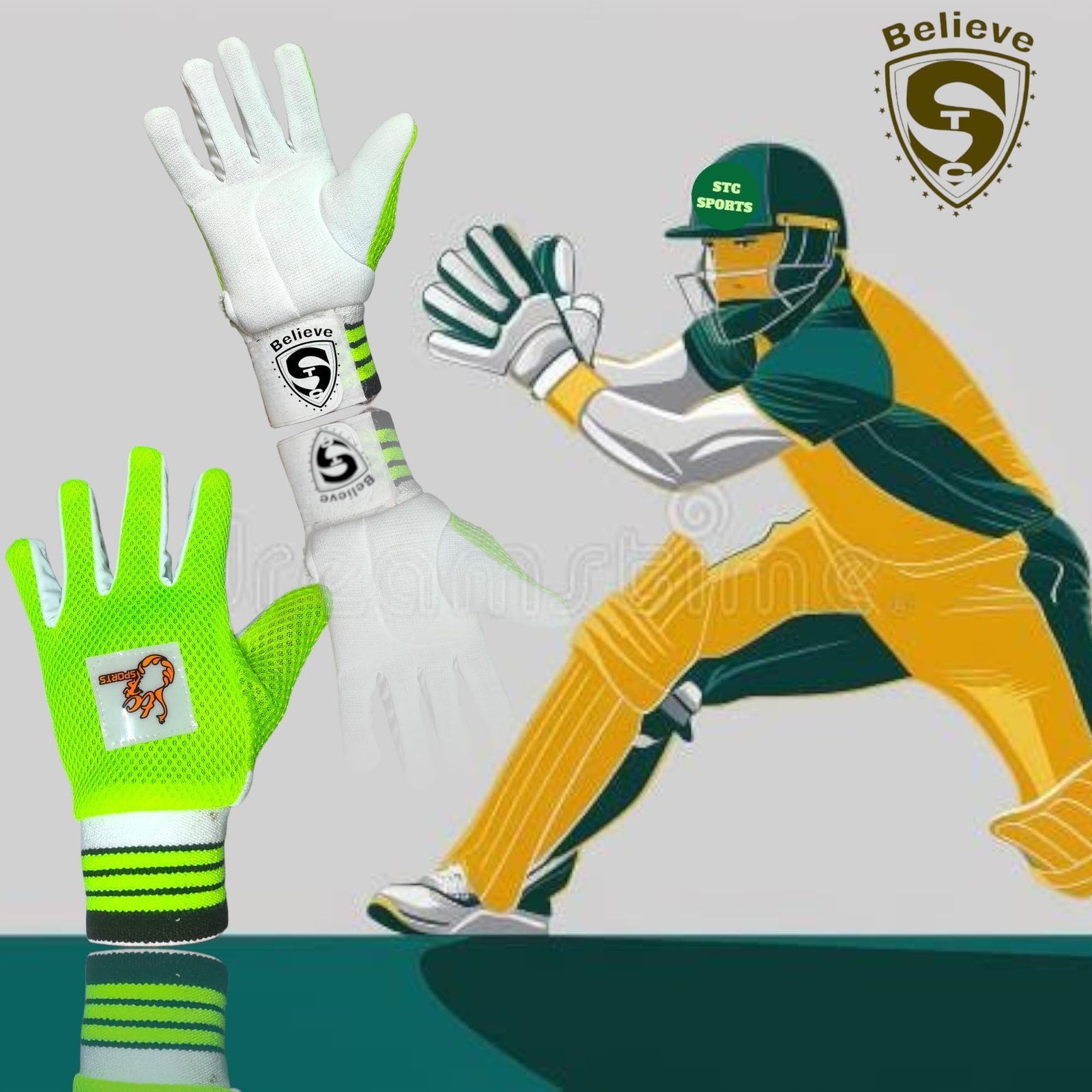 Cricket Wicket Keeping & Inner Gloves for Boys & Youth Age Group -Thala Master Colour-Black & Green