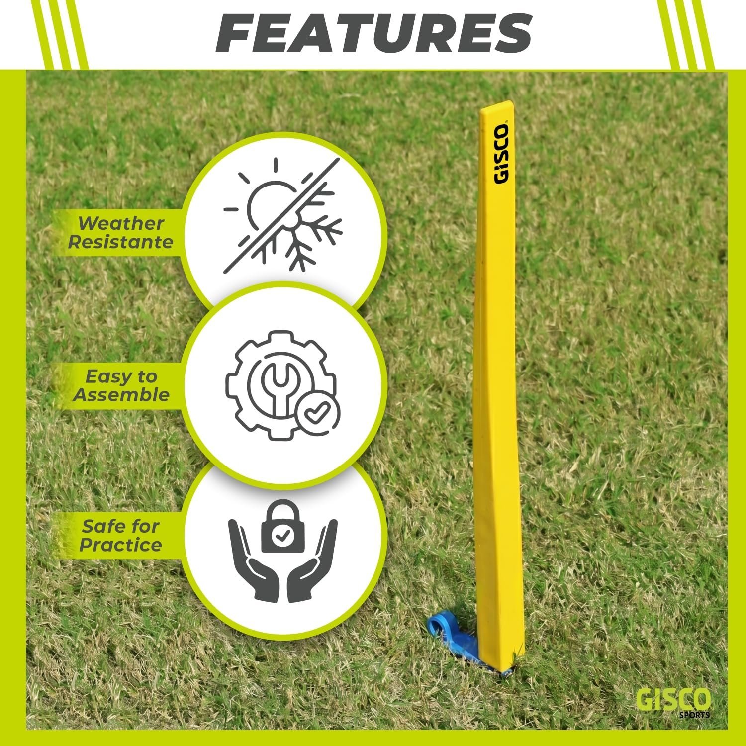 Cricket Flexi Stump | Flexible & Durable Wicket for Training | Portable Cricket Practice Equipment for Indoor & Outdoor Use (Single Flexi Stump)
