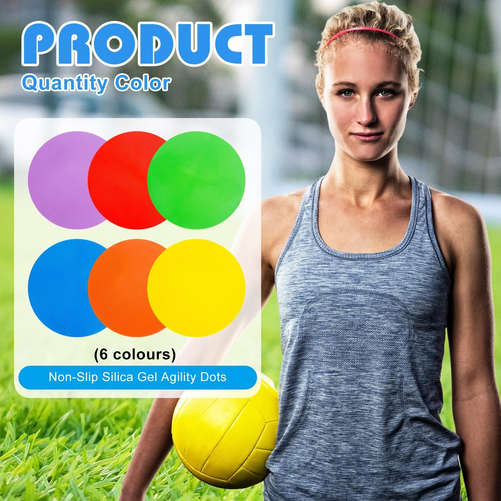 9 inch Spot Markers Flat Field Cones, Non Slip Rubber Agility Markers Flat Field Cones for Soccer Basketball Sports Speed Agility Training (30 pcs)