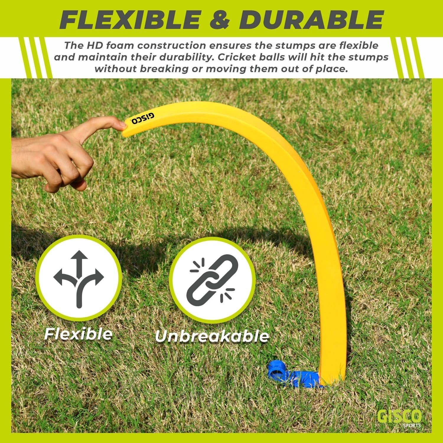 Cricket Flexi Stump | Flexible & Durable Wicket for Training | Portable Cricket Practice Equipment for Indoor & Outdoor Use (Single Flexi Stump)