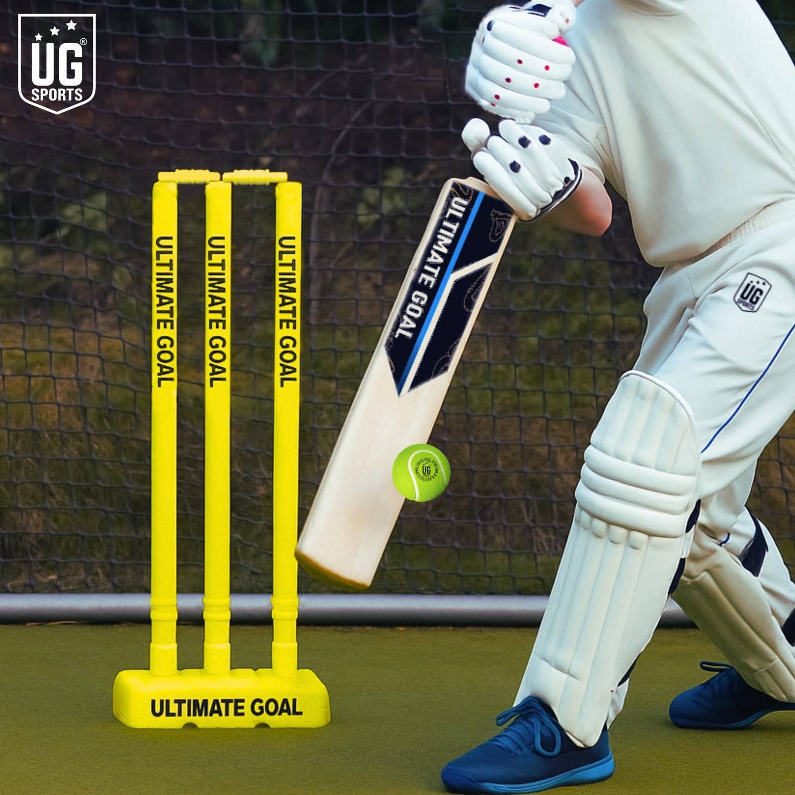 UG Sports Strong Plastic Cricket Stumps Set with Base & Bails | Durable, Portable & Ideal Wickets for Practice, Match, and Training (Yellow)