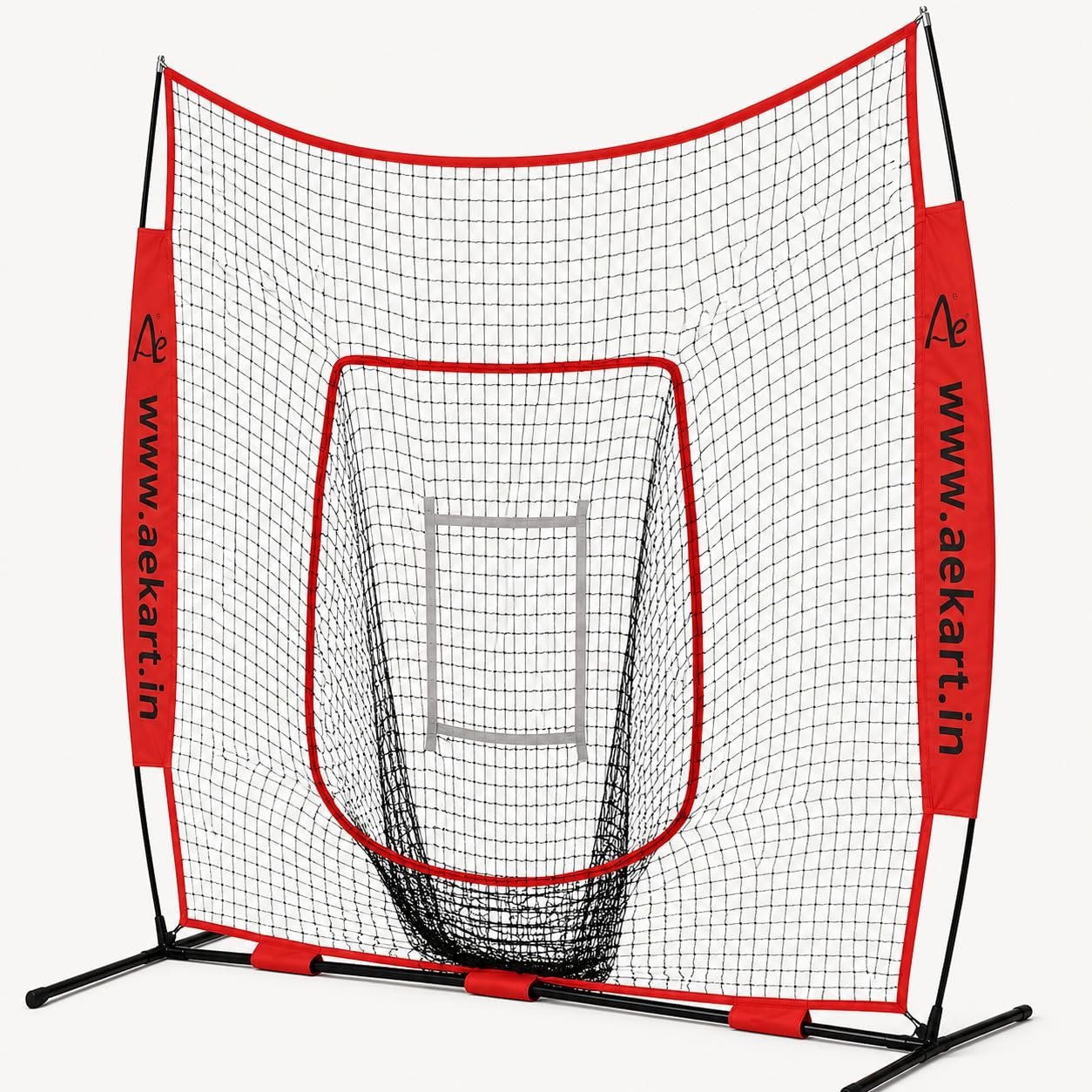 Backstop Net with Ball Collecter with Heavy-Duty Sturdy Frame | 7 x 7FT Batting & Bowling Nets | 3-Ply Polyester Cricket Net | Indoor & Outdoor Training Net | Portable Cricket Practice Cage