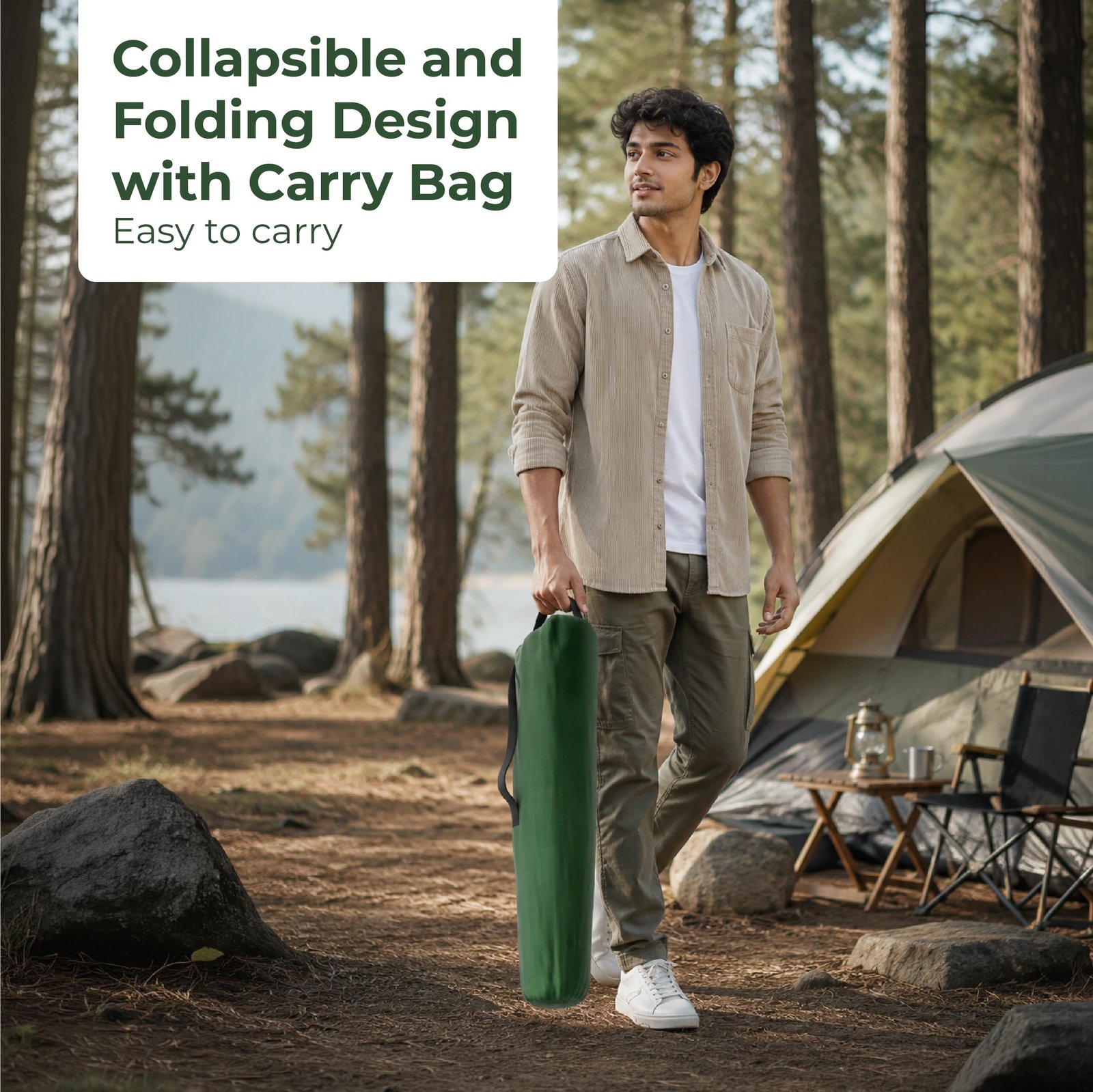 Lifelong Foldable Camping Chair with Carry Bag & Cup Holder | Heavy Duty Portable Outdoor Folding Chair, Supports Up to 100 kg | Ideal for Camping, Picnic,Garden, Fishing, Trekking, Balcony & Travel