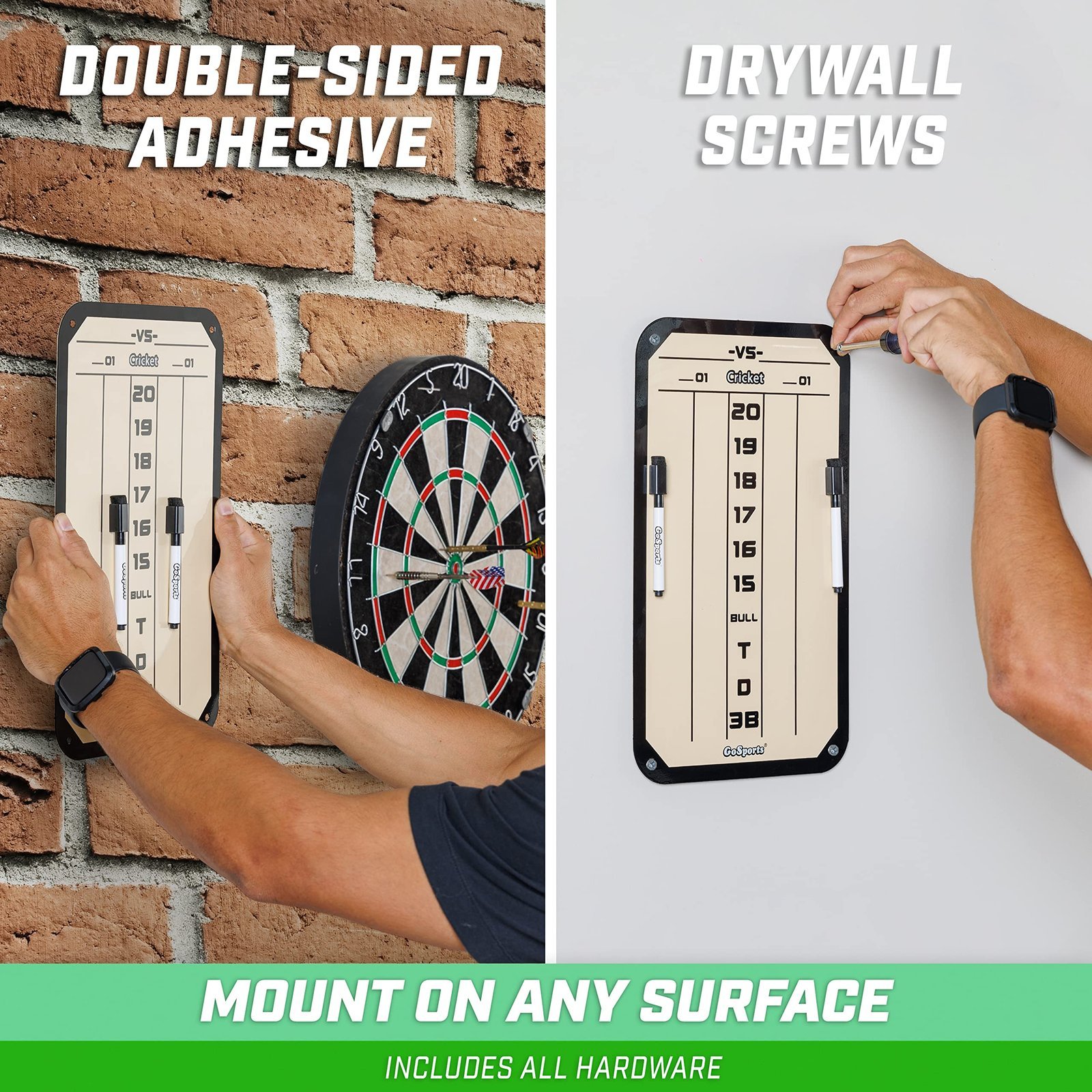 Dry Erase Steel Darts Scoreboard - Cricket and 01 Dart Games with 2 Magnetic Markers